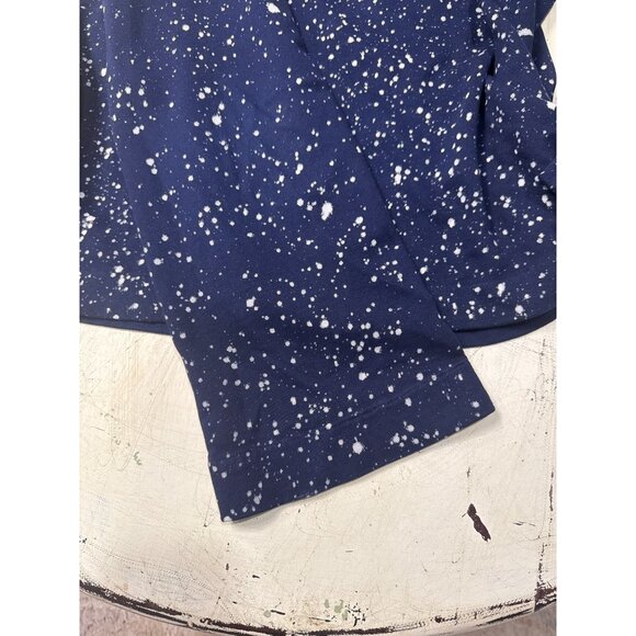 Maeve By Anthropologie Navy Splatter Print Long Sleeve Cotton Top M - Picture 7 of 7